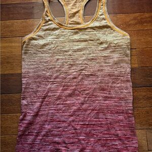 Lululemon Sleeveless Ombre Ribbed Tank Top - Pink to Yellow pit to pit 39